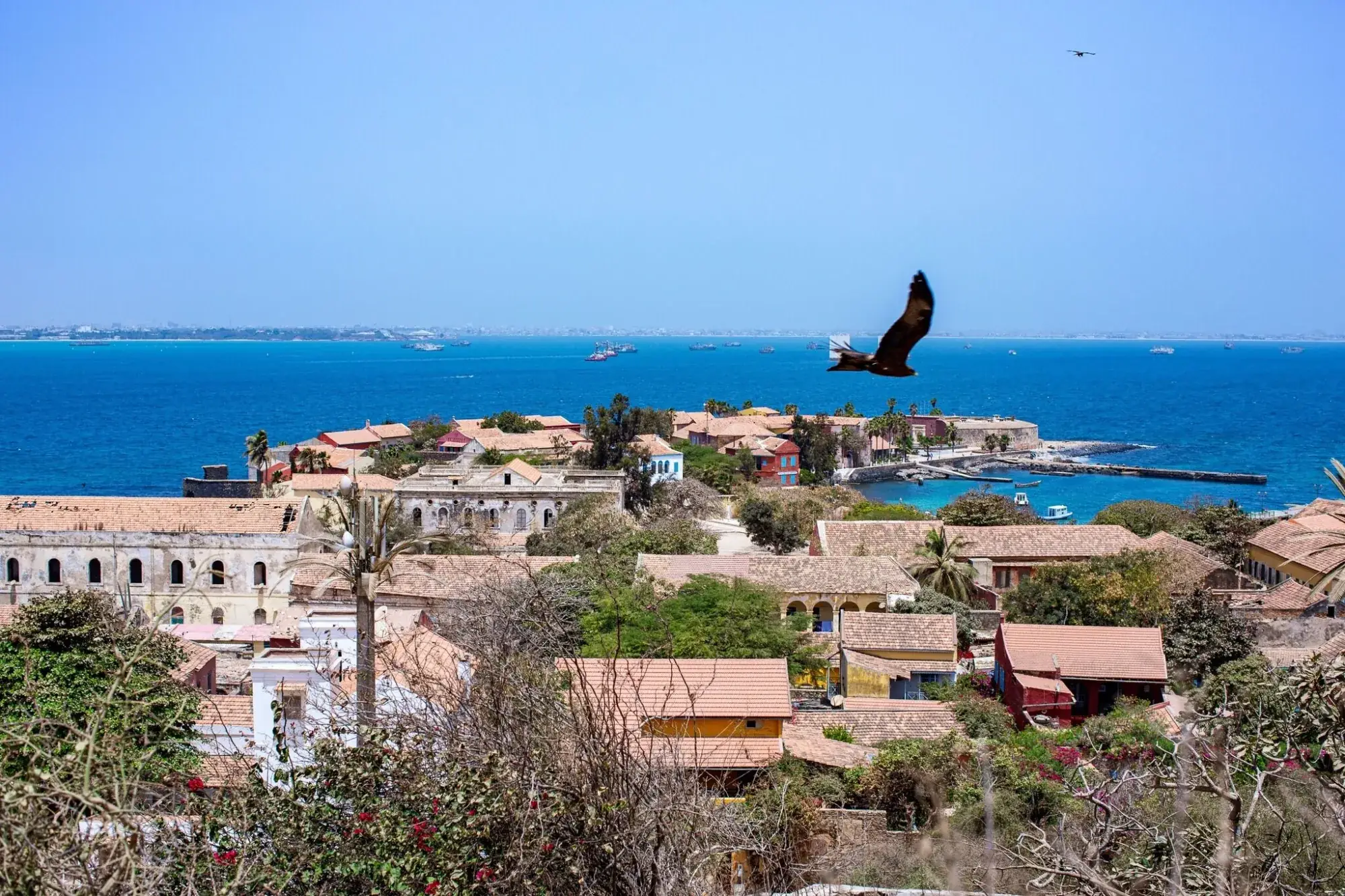Vue de l'île de Gorée et de la baie de Dakar, Sénégal